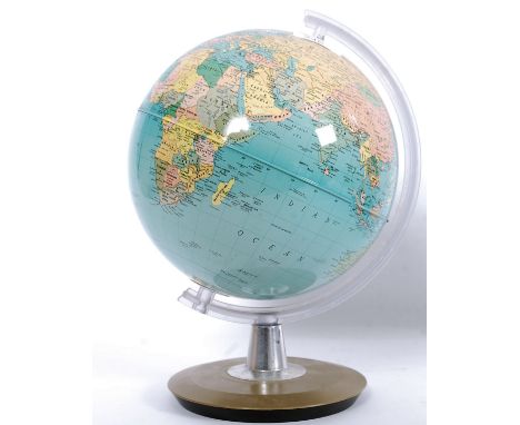 A retro desk top globe together with a collection of vintage games / childs toys to include a bagatelle game, pull along dog 