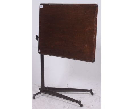 A vintage mahogany and cast metal reading stand lecturn by Paragon. The mahogany board on column with adjustable centre. All 