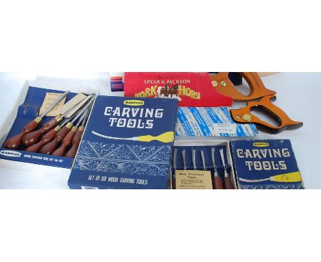 A box of assorted vintage tools to include Spear & Jackson, Marples and others etc. 