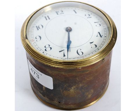 An original early 20th century Buren enamel faced brass travel clock