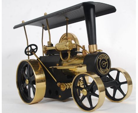 A wilesko traktor paraffin burning model of a  steam traction engine having brass parts, complete with tray to rear