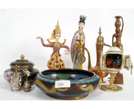 A collection of Chinese enamel painted wares to include trinkets, vases, bowls, figurines etc