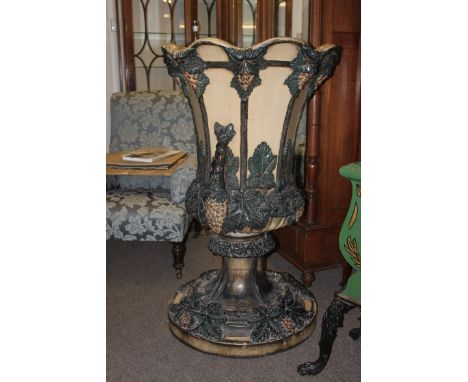 A very large floor standing 19th century Majolica style stoneware garden planter. 64cm diameter, 109cm tall.