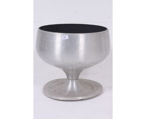 A retro brushed 1970's aluminium drinks bucket / wine cooler / planter having terraced base. Measures: 43cms x 48cms.