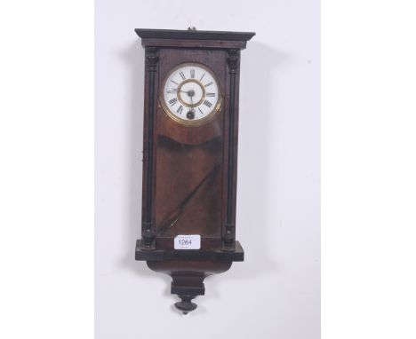 An early 20th century small vienna regulator wall hanging clock in the manner of Gustav Becker, having an eight day movement 