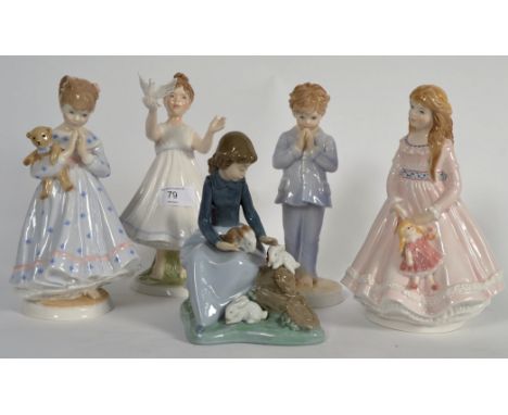 4 Royal Worcester figurines complete with certificates from the NSPCC collection. To include I Pray, I Hope, I Dream & I Wish