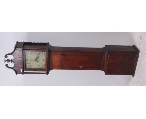 A 19th century oak cased painted face longcase clock by R Williams of Castle Carey. The face with painted spandrels having da
