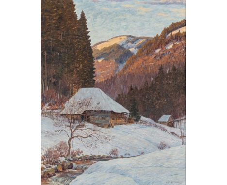   Heffner, Julius  Heffner, Julius   1877 Bretzingen/Hardheim - 1951 ebd. Öl/Lw. Winterliche Schwarzwaldlandschaft mit Blick 