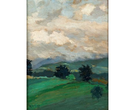   Gottwald, Ernst  Gottwald, Ernst   1886 Freiburg - 1955 Haslach i.K.  Öl/Malpappe. "Abziehendes Gewitter im Oberkircher Geb