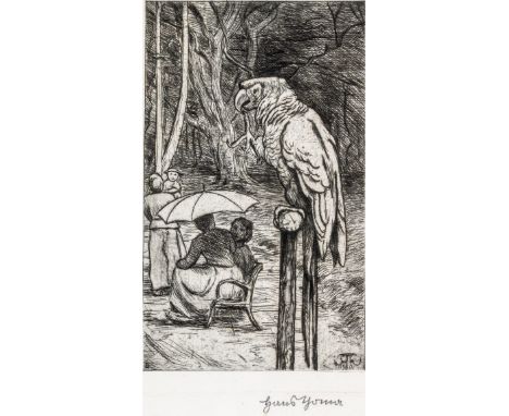  Thoma, Hans  Thoma, Hans   1839 Bernau - 1924 Karlsruhe. Radierung. Der Papagei. U.r. mit Bleistift sign. In der Pl.  monog