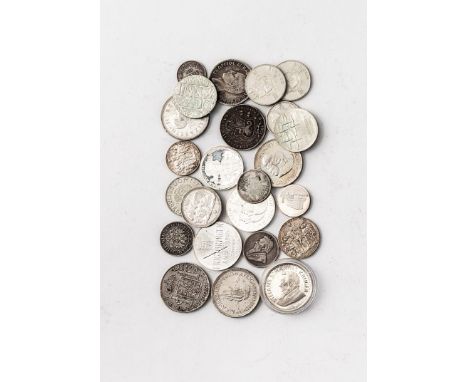   Konv. von 24 div. Silbermünzen  Konv. von 24 div. Silbermünzen   19. Jh.: Sieben Münzen: 8 Reales 1804 Karl IV. Spanisch-Me