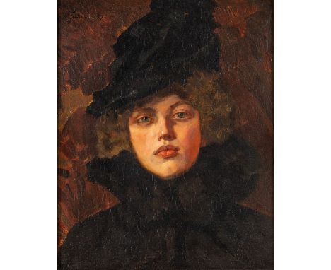   Trübner, Wilhelm 1851 Heidelberg - 1917 Karlsruhe. Öl/Lw. Fräulein Anna Papst. Bildnis einer jungen  Trübner, Wilhelm  1851