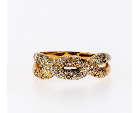   Croisé-Ring  Croisé-Ring   WG/RG, 750 (nicht punziert, geprüft). Schiene, besetzt mit 72  Diamanten (teilweise Brillantschl