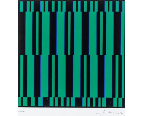   Fruhtrunk, Günter  Fruhtrunk, Günter   1923 München - 1983 ebd.  Farbserigraphie. Ohne Titel. Vertikale Streifen in Schwarz