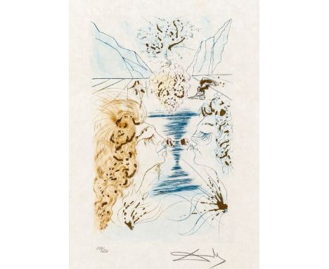   Dali, Salvador  Dali, Salvador   1904 Figueras - 1989 ebd. Radierung/Goldauflage. Der Kuss. Blatt aus: Das Hohe Lied des  S