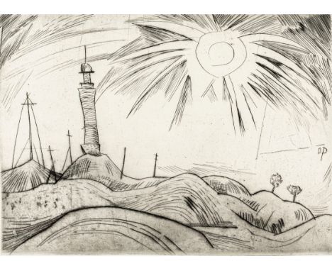   Pankok, Otto  Pankok, Otto   1893 Mülheim an der Ruhr - 1966 Düsseldorf.   Radierung. Leuchtturm. 1921. Aus: Die Schaffende