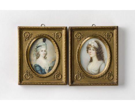   Paar Miniaturen  Paar Miniaturen   19. Jh. Tempera. Bildnisse zweier adliger Damen. Seitl sign.  "Dupay" u. "E. Kito". Oval