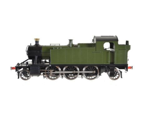 A gauge 1 Bachmann by Finescalebrass model of a 2-6-2 Prairie side tank locomotive, electric. Finished in green and black liv