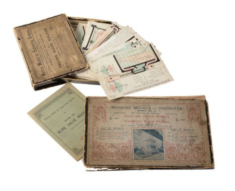Boxed collections of engineer's cardboard models of articulated steam valves for use with steam engines. They include the “Er