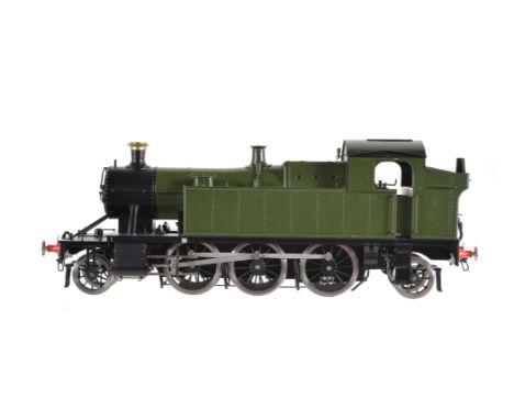 A gauge 1 Bachmann by Finescalebrass model of a 2-6-2 prairie tank locomotive, electric. Finished in green and black livery. 