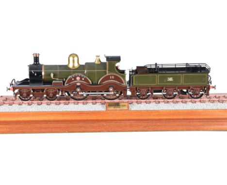 A fine gauge 1 model of a Great Western Railway Armstrong Class 4-4-0 tender locomotive No 16 ‘Brunel’, scratch built by Harr