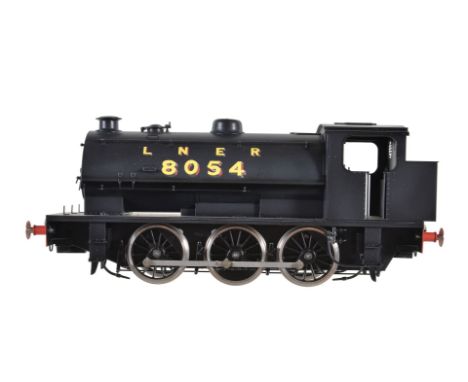 A gauge 1 Sancheng model of an LNER 0-6-0 saddle tank locomotive No 8054, finished in black livery with sanding pipes, hand a