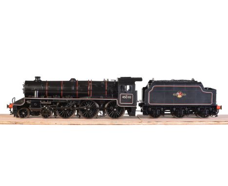 A gauge 1 model of a Class 5MT Stanier' Black 5’ tender locomotive No 45010, finished in British Railways black lined livery 