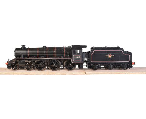 A gauge 1 model of a Class 5MT Stanier 'Black 5’ tender locomotive No 45010, finished in British Railways black lined livery 
