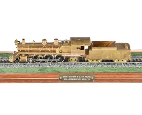 An HO gauge brass model of a Great Northern Railroad Class H-4  4-6-2 Pacific tender locomotive, built by Westside (Japan) Th