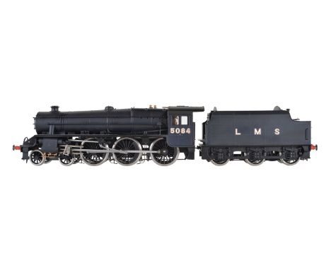 A gauge 1 Bachmann by Finescalebrass model of a 4-6-0 Black Five tender locomotive No 5084, finished in London Midland and Sc