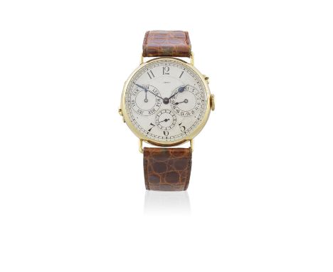 L. Leroy &amp; Cie, Paris. A continental gold manual wind calendar wristwatchDate: Circa 1925Movement: Jewelled manual windDi