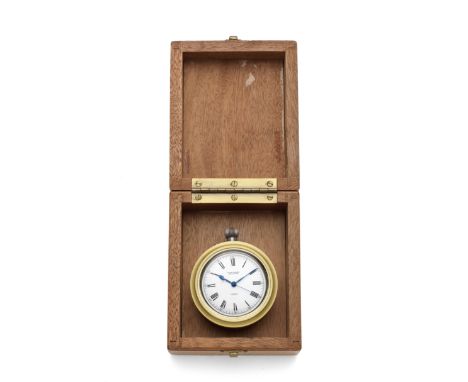 Ulysse Nardin. A silver military keyless wind open face Observation chronometer deck watch with wooden display boxDate: Circa