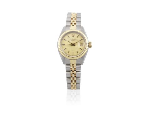 Rolex. A lady's stainless steel and gold automatic calendar bracelet watchModel: DateReference: 6917Date: Circa 1984Movement: