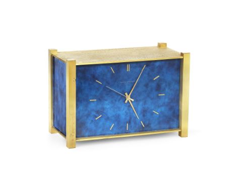 Patek Philippe. A gilt brass and blue lacquered electronic quartz desk clockModel: PenduletteReference: 1100BDate: Sold 1st A