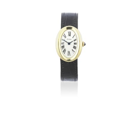 Cartier, London. An unusual lady's 18K gold manual wind oval wristwatchModel: BaignoireDate: Circa 1970Movement: 17-jewel Cal