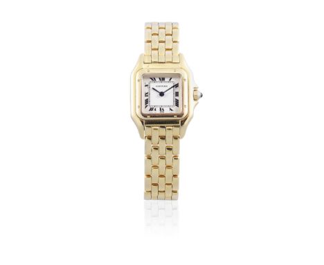 Cartier. A lady's 18K gold quartz bracelet watchModel: PanthèreDate: Circa 2000Movement: 6-jewel Cal.66 quartzDial: Pale cham