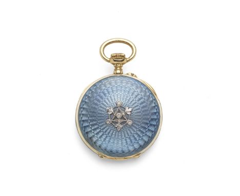 Patek Philippe. A fine and small 18K gold, enamel and diamond set keyless wind open face pocket fob watchDate: Circa 1910Move