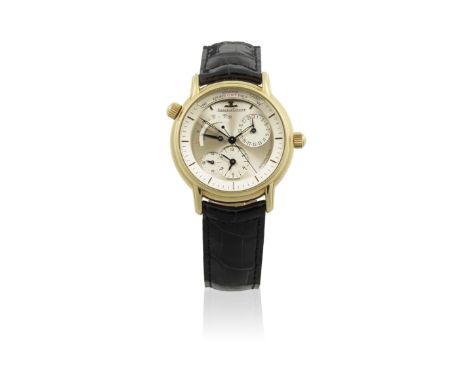 Jaeger-LeCoultre. An 18K gold automatic calendar dual time wristwatch with power reserveModel: GeographiqueReference: 169.1.9