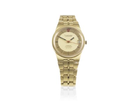Omega. An 18K gold quartz electronic calendar bracelet watchModel: Constellation Electronic F300Reference: 198.0006Date: Purc