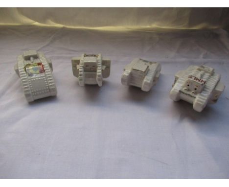 Collection of Carltonware and Arcadia rested china WW1 tank models including Crem de Mont, British Tank etc (4) 