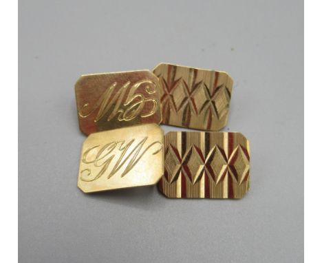 Pair of late C20th 9ct gold monogrammed chain link cufflinks,weight 4.9g 