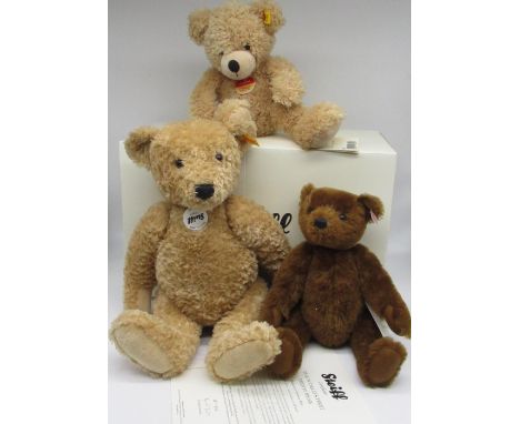 Steiff The World's First Teddy Bear in brown mohair, limited edition 1804/1902, H28cm , Steiff Teddy bear Elmar in golden bro