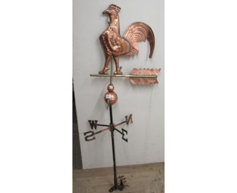 Copper Cockerel weather vane, approx. H148cm 