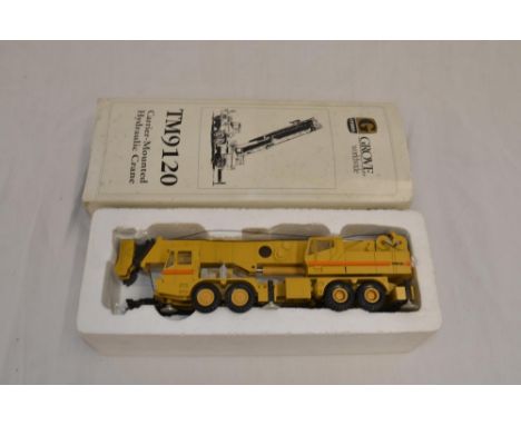 Boxed 1/50 scale diecast Grove TM 9120 mobile telescopic crane model by NZG (model no 380). Detailed model with lattice boom 