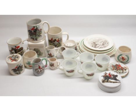 Collection of Hunting decorated cups, plates, bowls, etc... 