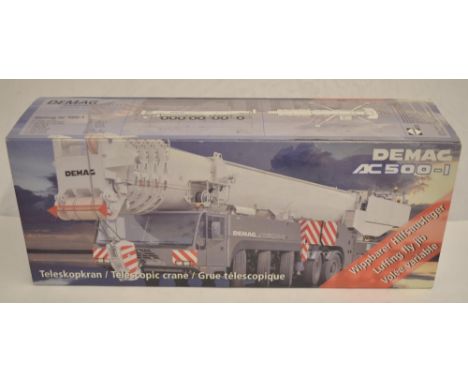 Boxed 1/50 scale diecast Luffing Fly Jib attachment for the Demag AC 500-1 mobile crane model by Conrad (model no 2095/SP01).
