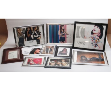 Collection of framed and loose signed photographs, some with certificates of authenticity from: Nelly Furtado, Jessie J, Nico