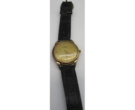 Gents 9ct gold hallmarked Longines manual wind wrist watch, circular dial with arrow markers and subsidiary seconds, movement