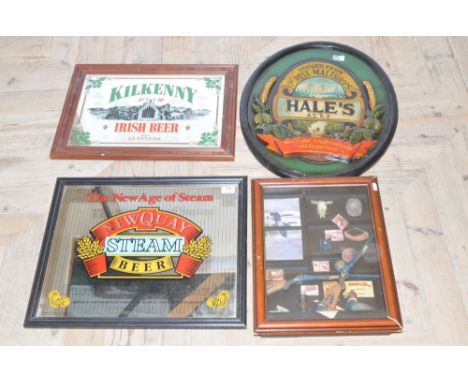 Two late C20th framed pub advertising mirrors: 'Newquay Steam Beer and 'Kilkenny Irish Beer from Guinness', both W56cm, late 
