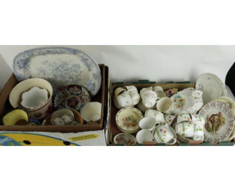 Asiatic Pheasant pattern oval meat dish (AF), Victorian cheese dish and cover decorated with flowers, a Royal Albert Crown Ch
